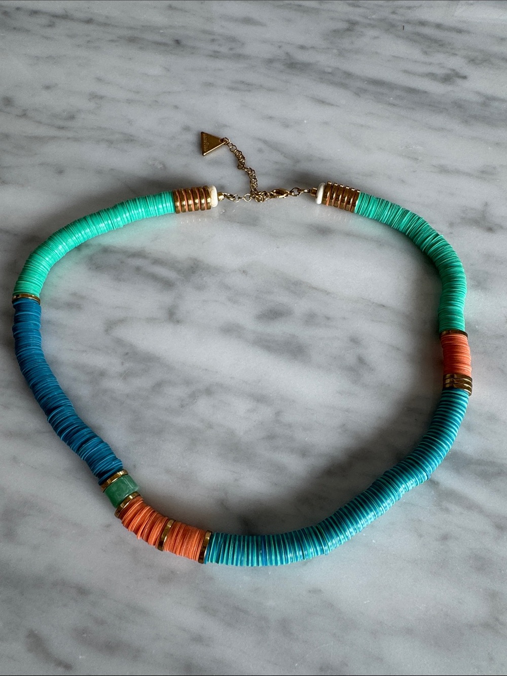 Anthropology Serefina Turquoise & Coral Beaded Disc Necklace